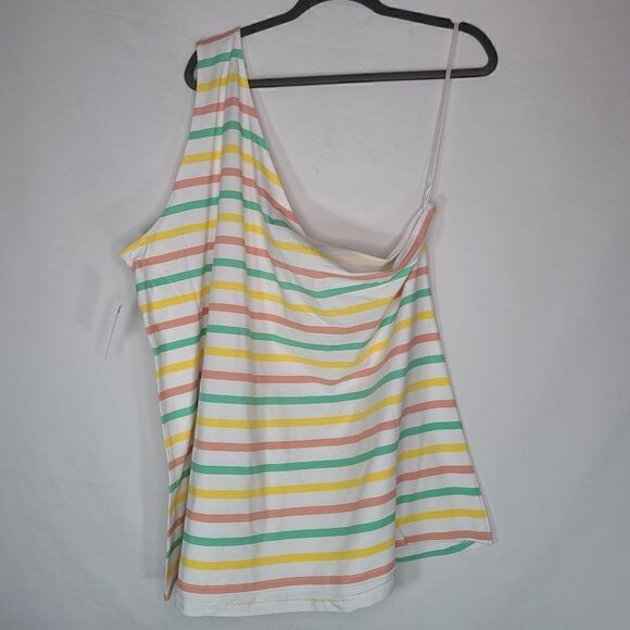 5X 28W Torrid Foxy One Shoulder Tank Pastel Stripe - Picture 7 of 7